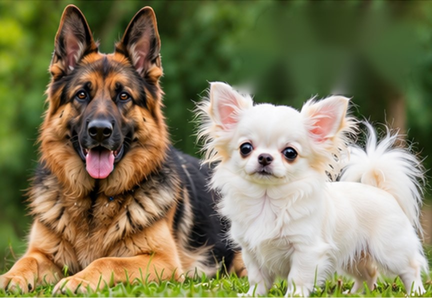 German Shepherd and Chihuahua
