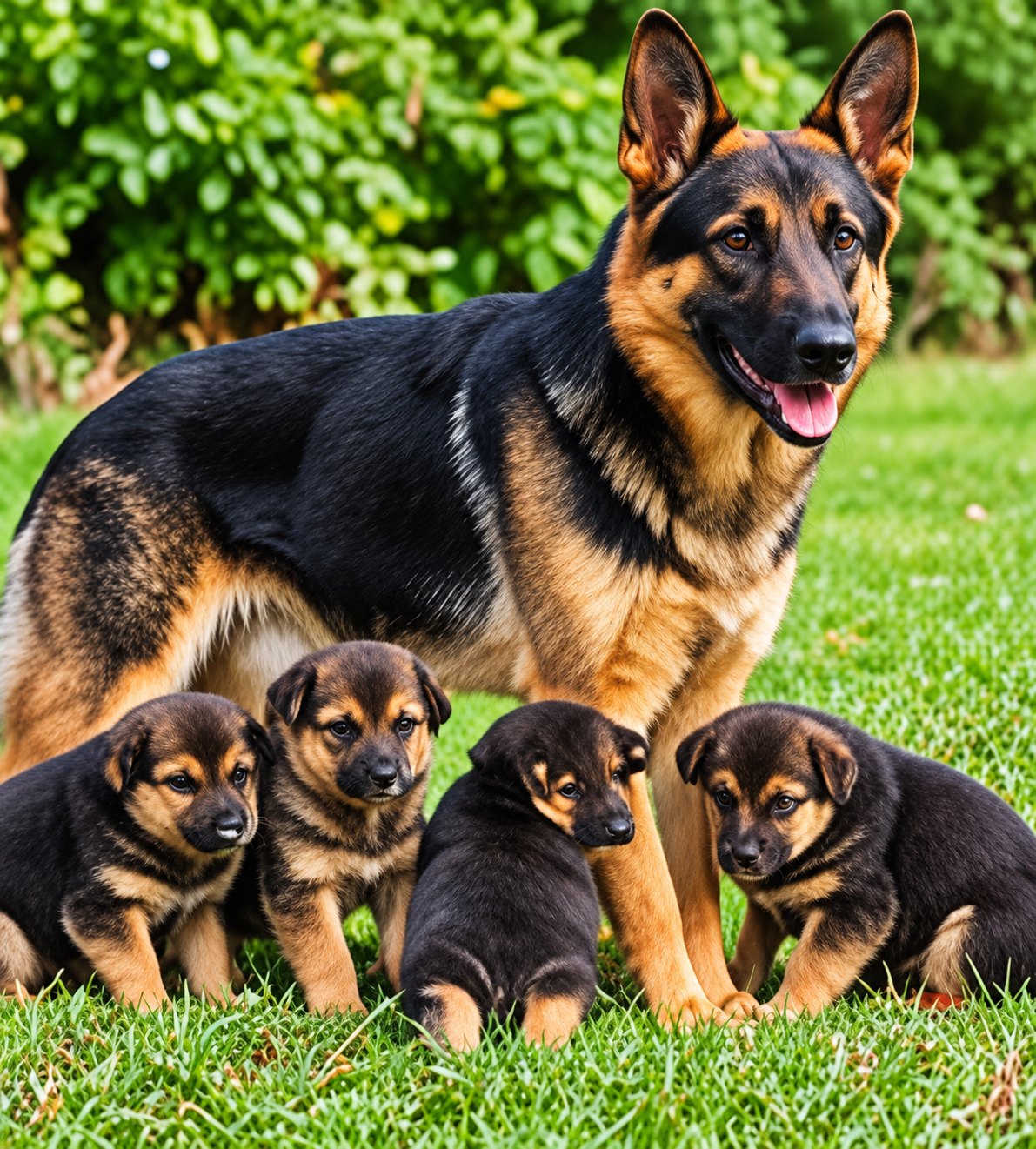 German Shepherd and puppies at Vinfarm