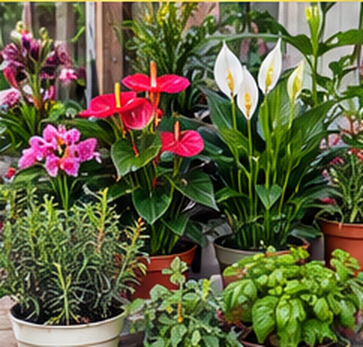 Indoor flowers and herbs